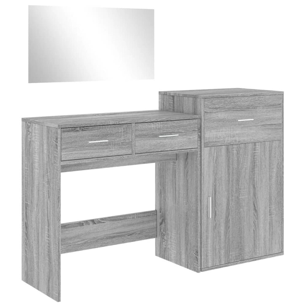vidaXL 3-Piece Dressing Table Set Grey Sonoma Chipboard
