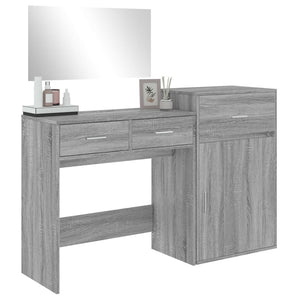 3-tlg. Schminktisch-Set Grau Sonoma