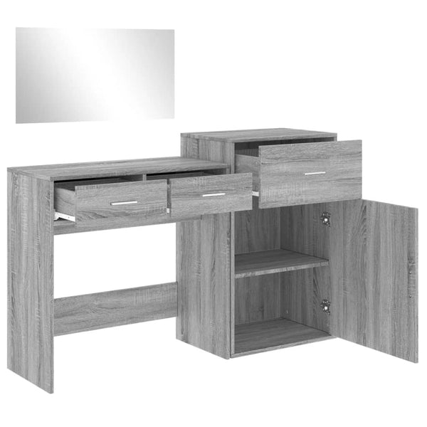 3-tlg. Schminktisch-Set Grau Sonoma