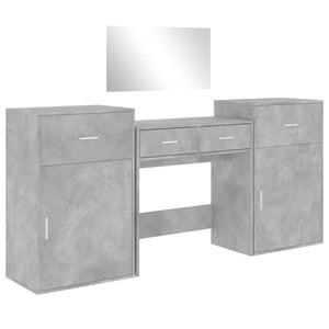 Schminktisch Set Betongrau 4-teilig