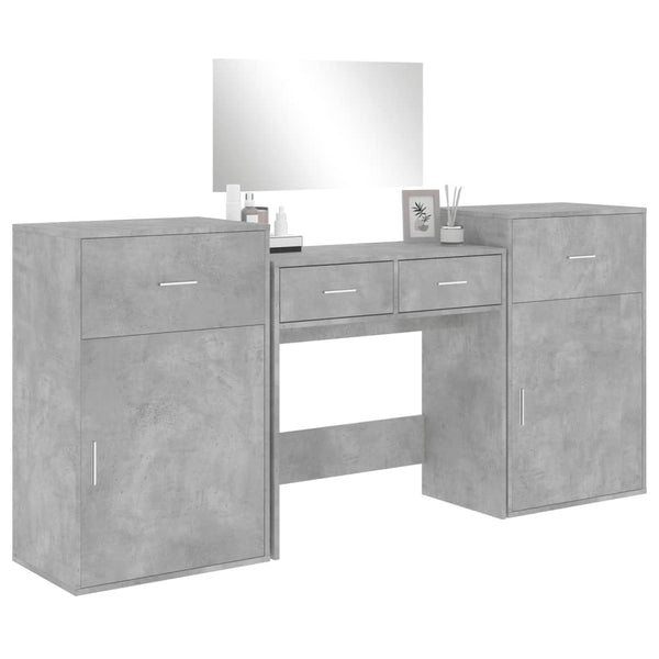 Schminktisch Set Betongrau 4-teilig