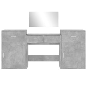 Schminktisch Set Betongrau 4-teilig