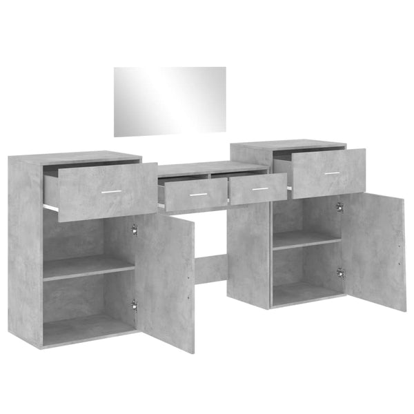 Schminktisch Set Betongrau 4-teilig