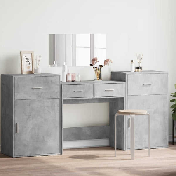 Schminktisch Set Betongrau 4-teilig