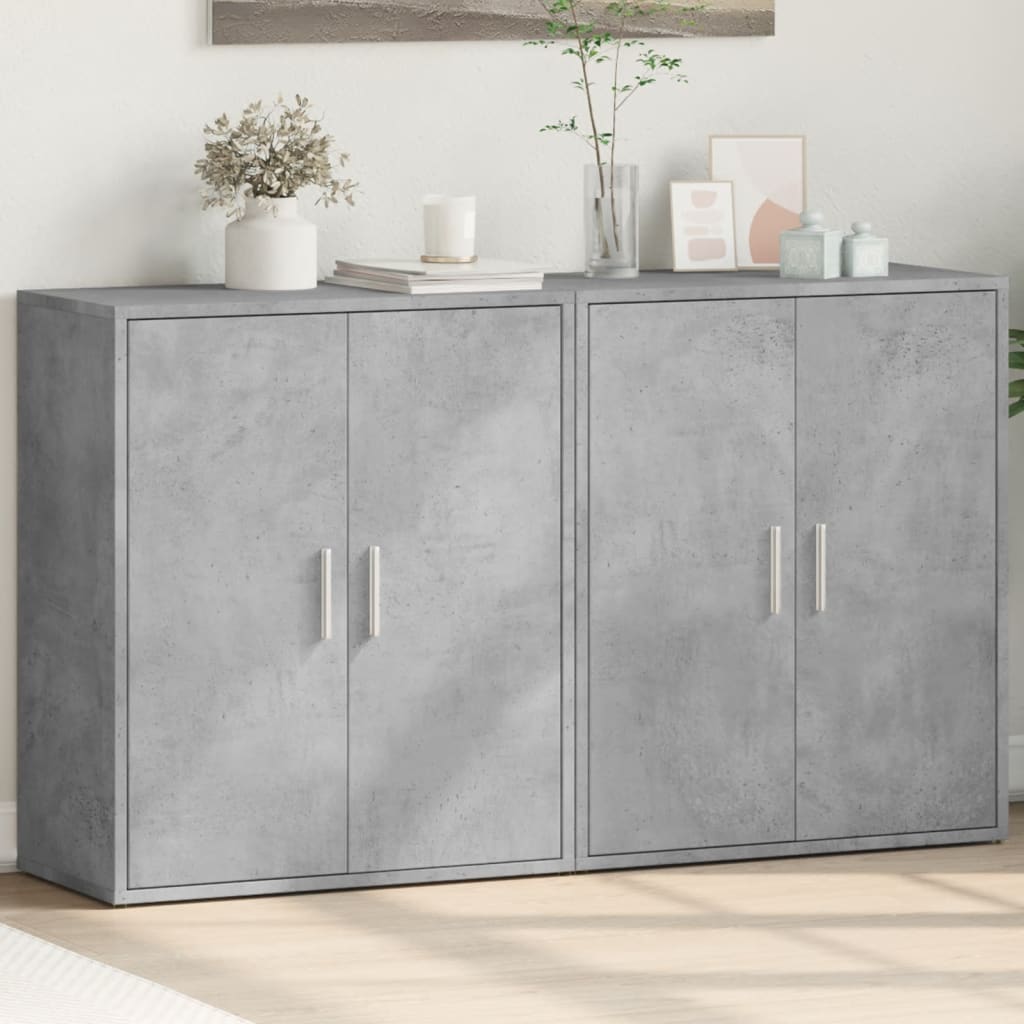 Betongraue Sideboards, 2er-Set, 60 cm