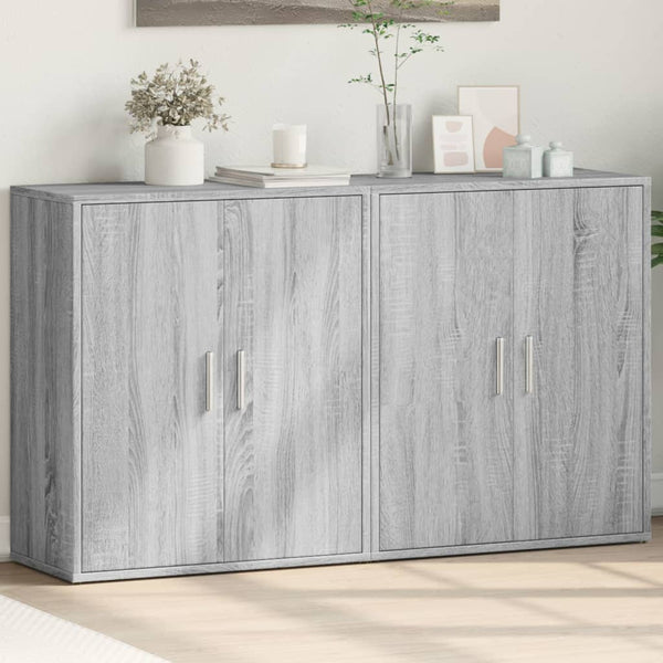 Sideboards 2er Set Grau Sonoma Eiche 60x31x70 cm
