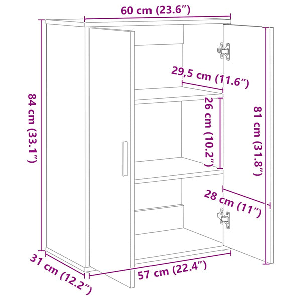 Betongraue Sideboards, 2er-Set, 60 cm