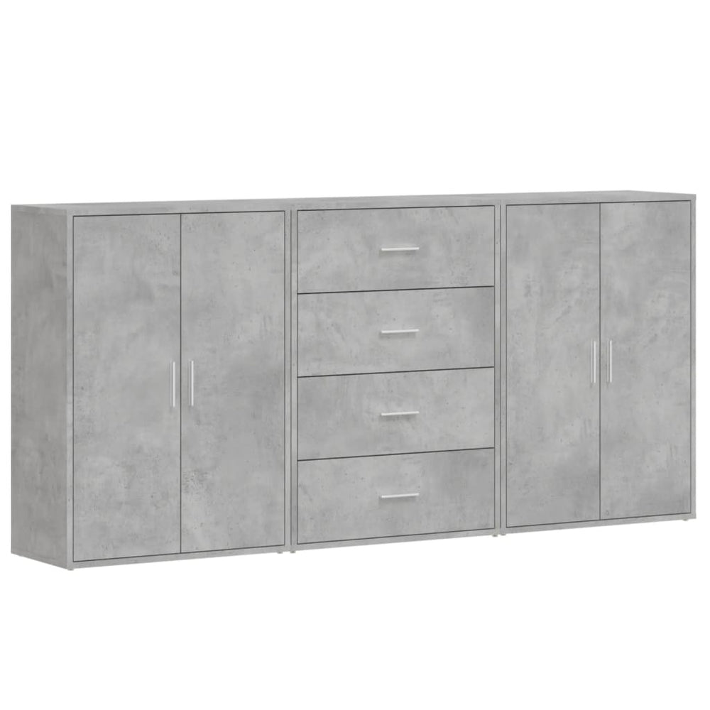 Betongraue Sideboards, 3er-Set, 60 cm