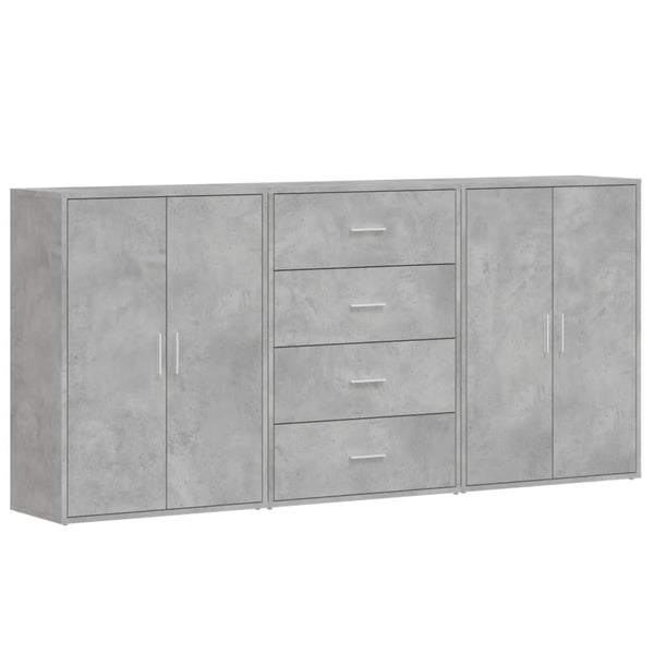 Betongraue Sideboards, 3er-Set, 60 cm