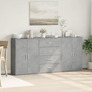 Betongraue Sideboards, 3er-Set, 60 cm