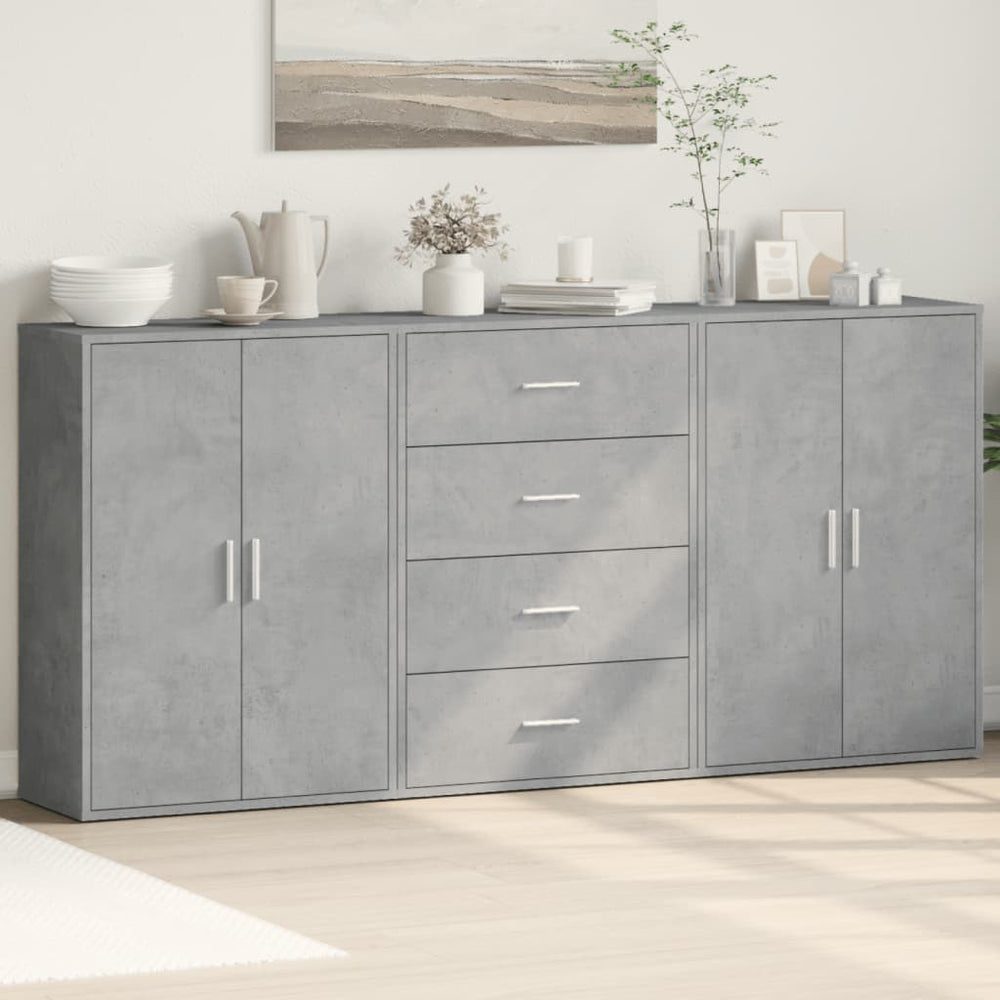 Betongraue Sideboards, 3er-Set, 60 cm