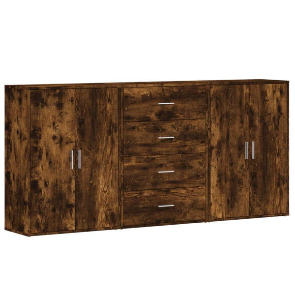 Sideboards 3er Set, Räuchereiche, 60x31x84 cm