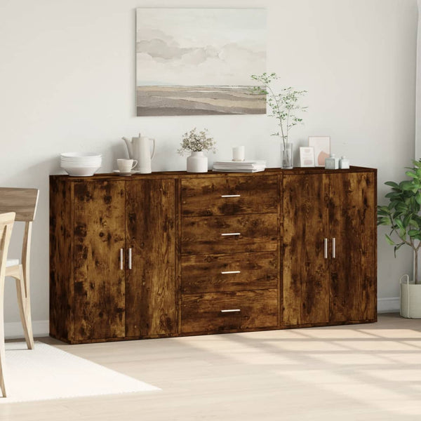 Sideboards 3er Set, Räuchereiche, 60x31x84 cm
