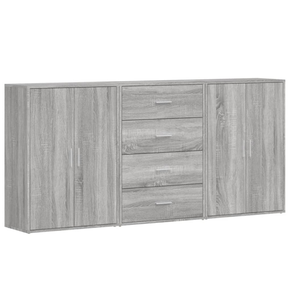 Sideboards 3er Set Grau Sonoma 60x31x84cm