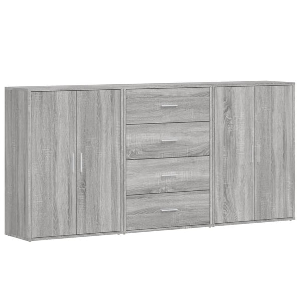 vidaXL Bahuts 3 pcs Gris Sonoma 60x31x84 cm Bois d'ingénierie