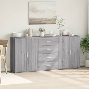 vidaXL Bahuts 3 pcs Gris Sonoma 60x31x84 cm Bois d'ingénierie