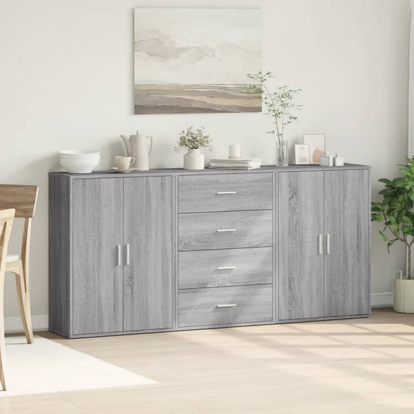 vidaXL Bahuts 3 pcs Gris Sonoma 60x31x84 cm Bois d'ingénierie