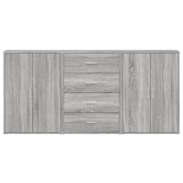 vidaXL Bahuts 3 pcs Gris Sonoma 60x31x84 cm Bois d'ingénierie