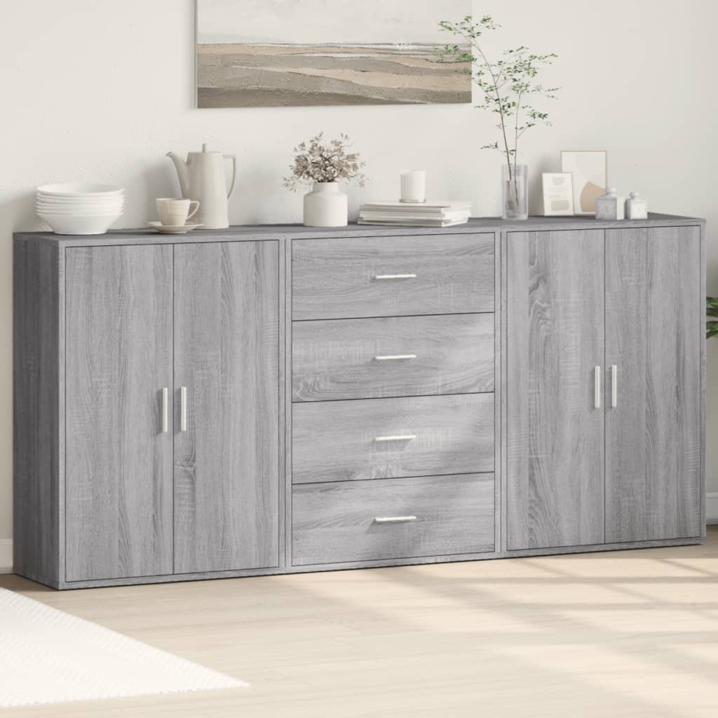 vidaXL Bahuts 3 pcs Gris Sonoma 60x31x84 cm Bois d'ingénierie