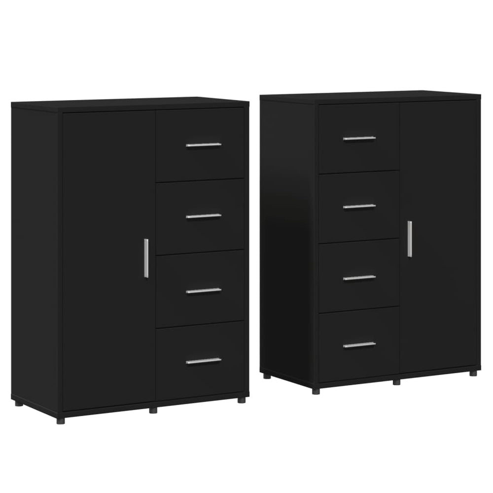 Schwarze Sideboards 2er Set 60 cm