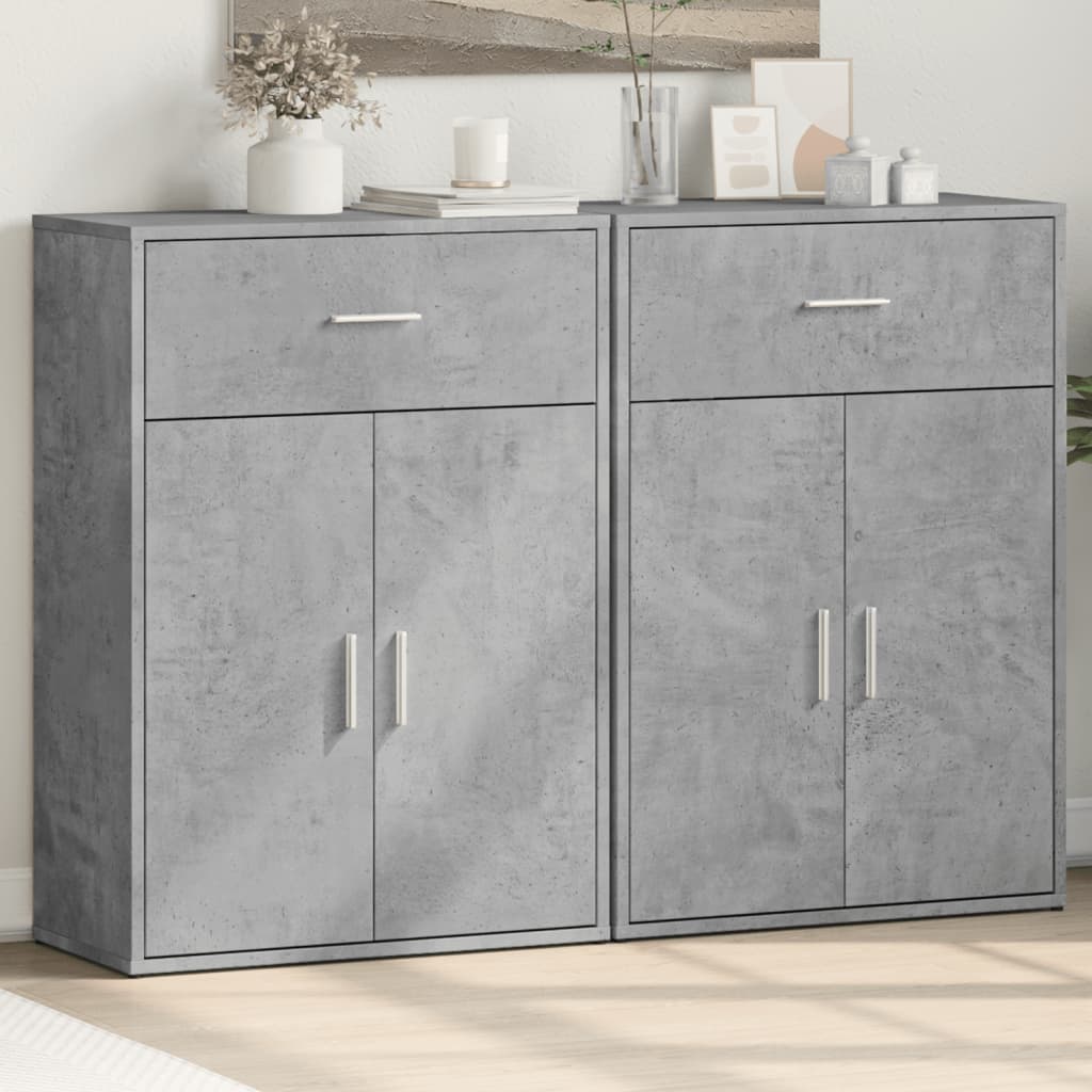 Betongraue Sideboards, 2er-Set, 60 cm