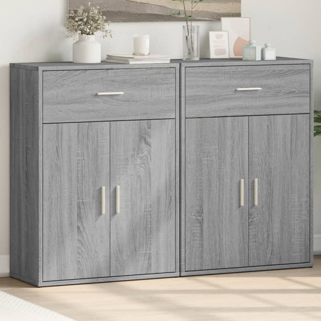 Sideboards 2er Set Grau Sonoma 60x30x84 cm