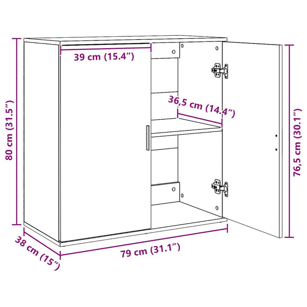 Sideboards 2er Set Räuchereiche 79x38x80 cm