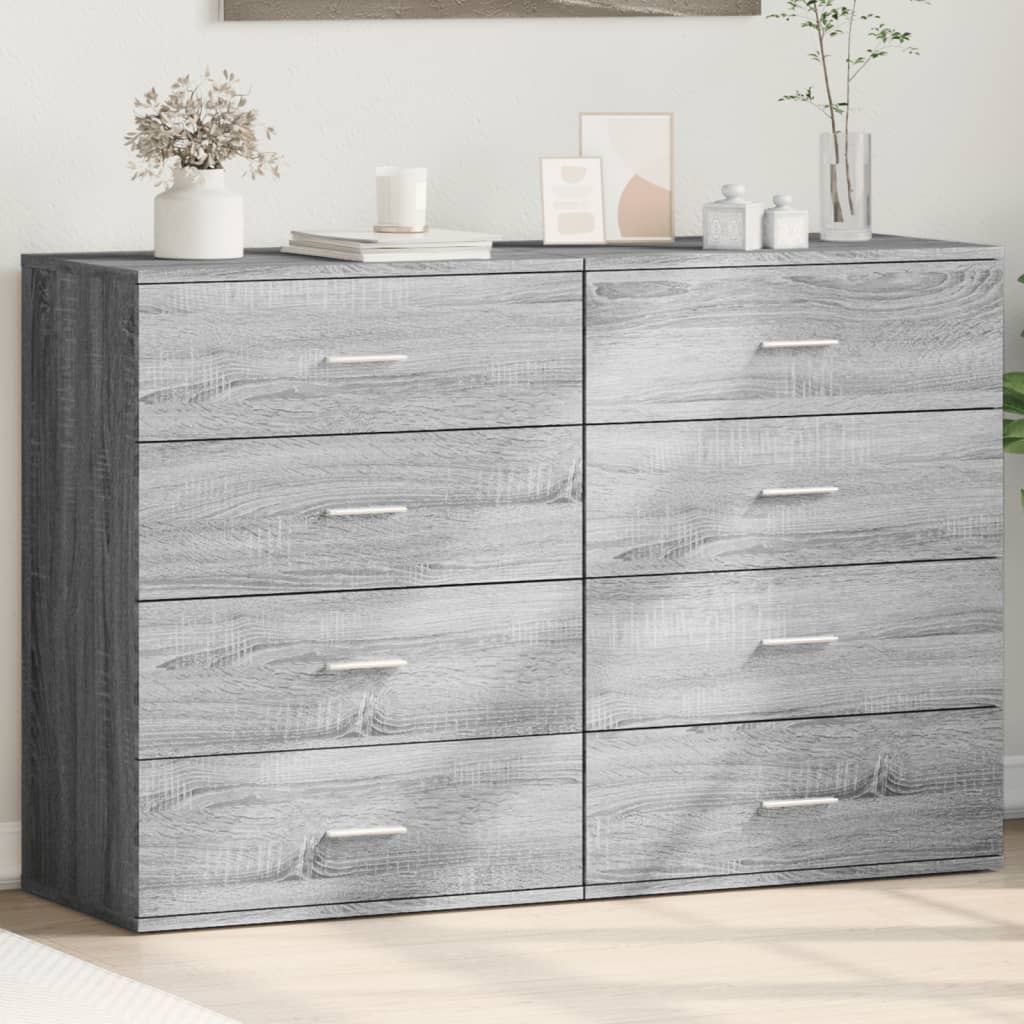 Sideboards 2er Set Grau Sonoma 60x39x80 cm