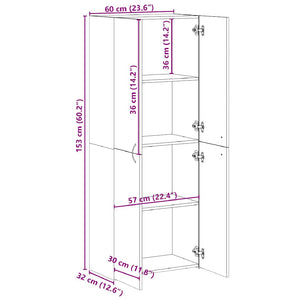 Grauer Aktenschrank Sonoma 60x32x153 cm