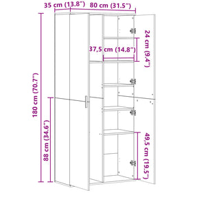 Highboard Räuchereiche 80x35x180 cm