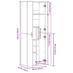 Highboard Grau Sonoma 60x35x180 cm