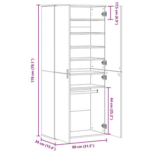 Schuhschrank Schwarz, 80 cm