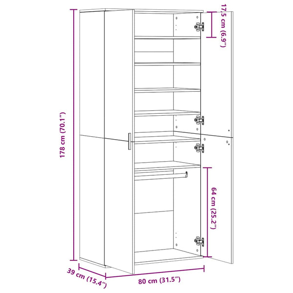 Schuhschrank Schwarz, 80 cm