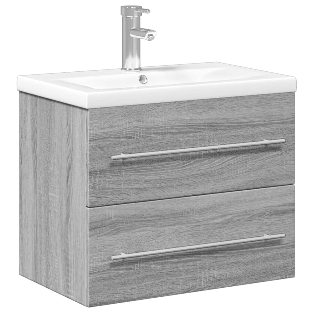 Waschbeckenunterschrank mit Einbaubecken Grau/Sonoma