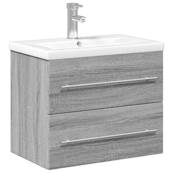 Waschbeckenunterschrank mit Einbaubecken Grau/Sonoma