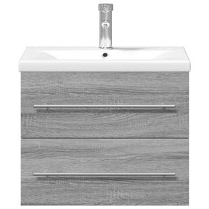 Waschbeckenunterschrank mit Einbaubecken Grau/Sonoma