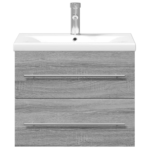 Waschbeckenunterschrank mit Einbaubecken Grau/Sonoma