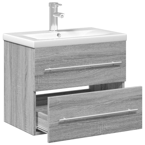Waschbeckenunterschrank mit Einbaubecken Grau/Sonoma