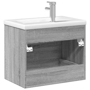Waschbeckenunterschrank mit Einbaubecken Grau/Sonoma
