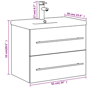 Waschbeckenunterschrank mit Einbaubecken Grau/Sonoma
