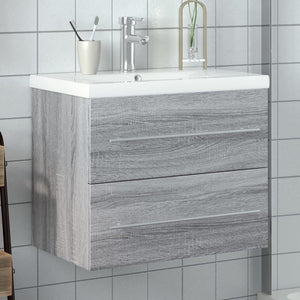 Waschbeckenunterschrank mit Einbaubecken Grau/Sonoma