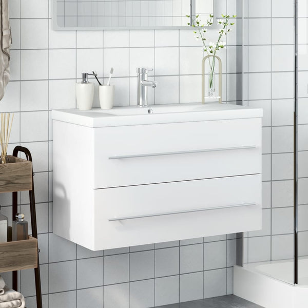 Waschbeckenunterschrank mit Waschbecken Weiß