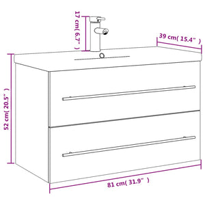 Waschbeckenunterschrank mit Waschbecken Weiß