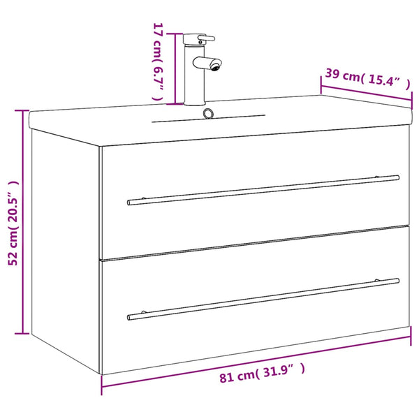 Waschbeckenunterschrank mit Waschbecken Weiß