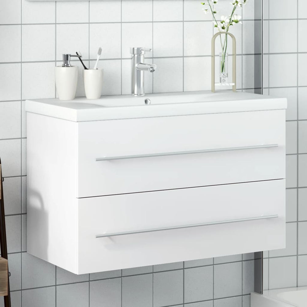 Waschbeckenunterschrank mit Waschbecken Weiß