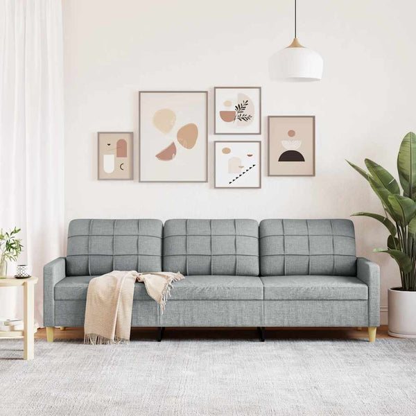 3-Sitzer Sofa Hellgrau Stoff 210 cm