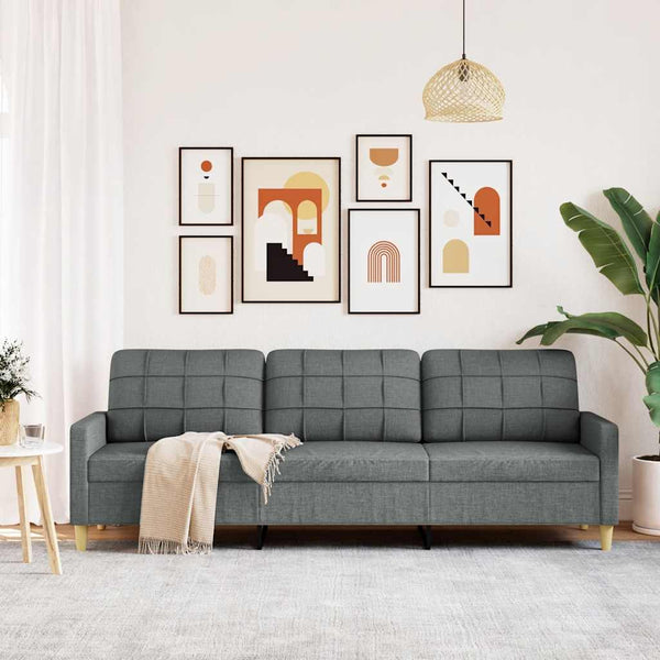 vidaXL Canapé 3 places gris foncé 210 cm Tissu