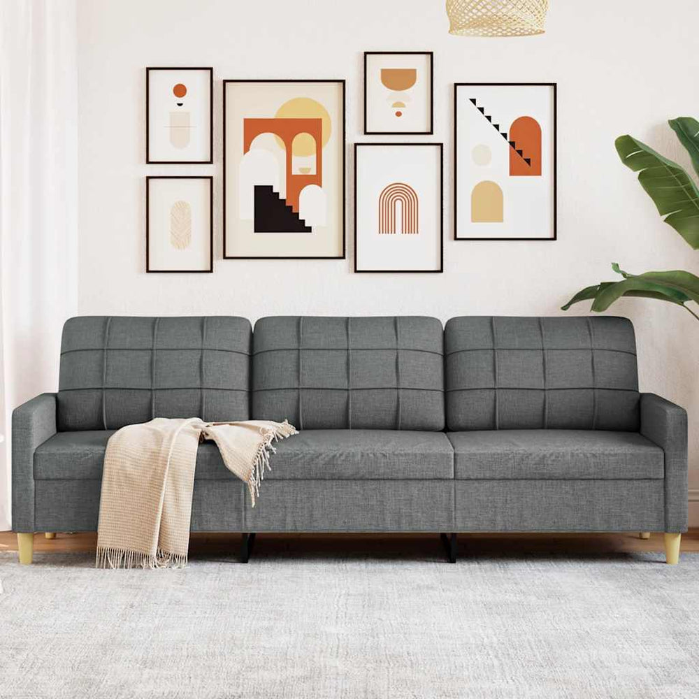 3-Sitzer Sofa Dunkelgrau Stoff 210 cm