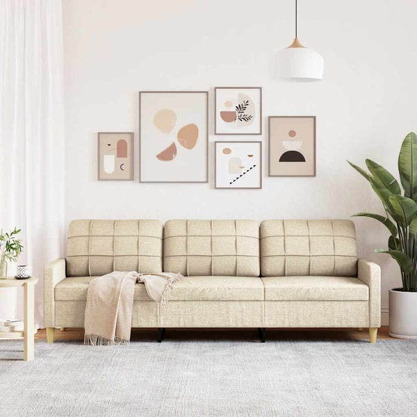 3-Sitzer Sofa Creme Stoff 210 cm
