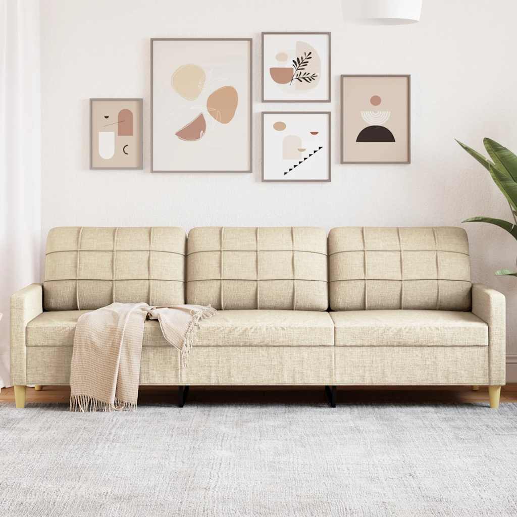 3-Sitzer Sofa Creme Stoff 210 cm